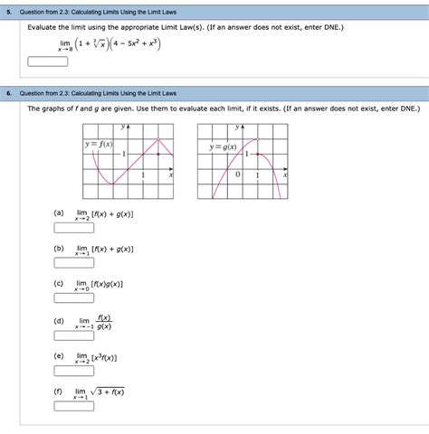 Solved 5 Question From 2 3 Calculating Limits Using The Chegg