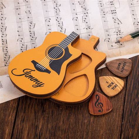 Palhetas De Guitarra De Madeira Personalizadas Estojo De