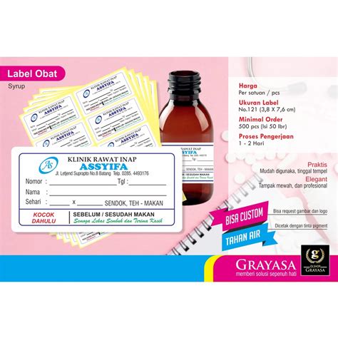 Jual Label Stiker Obat Syrup Label Obat Label Stiker Obat Sirup