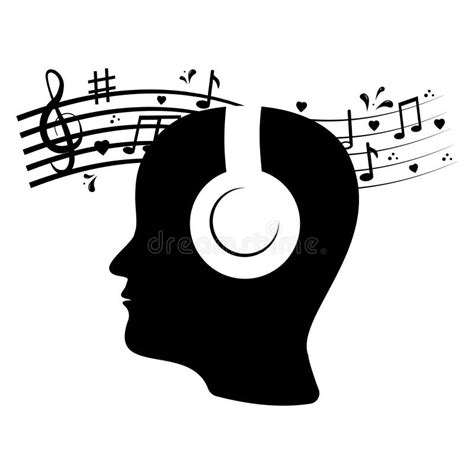 Profile Silhouette Of A Man In Headphones Vector Illustration Stencil