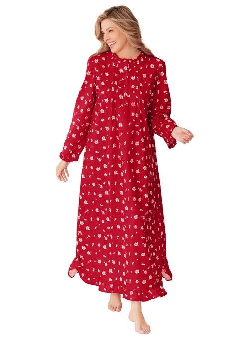 Only Necessities Womens Plus Size Long Flannel Nightgown