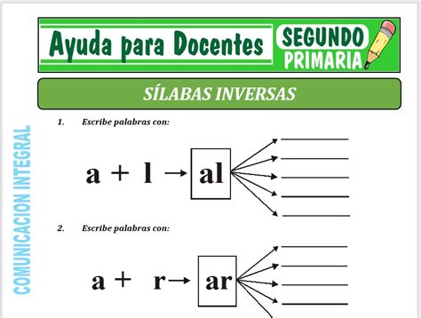 Ejercicio De S Laba Inversa L Silabas Inversas Silabas Fichas The