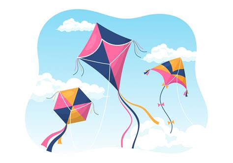 National Kite Flying Day On February 8 Of Sunny Sky Background In Kids