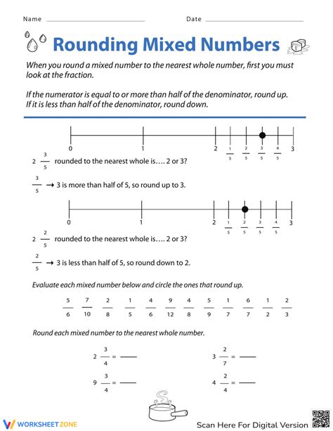 Rounding Mixed Numbers Worksheet