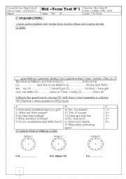 Mid Term Test N Esl Worksheet By Dorralinda