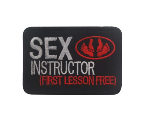 Sex Instructor First Lesson Free Hook Patch Embroidered Badge Dark Red