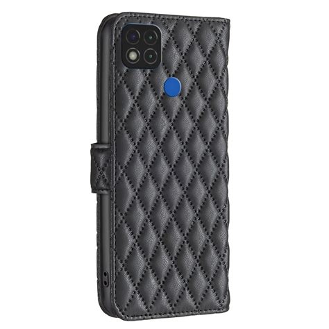 For Xiaomi Redmi 9C 10A Poco C31 Diamond Lattice Wallet Leather