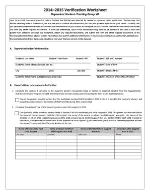 Fillable Online Gustavus Verification Worksheet Gustavus