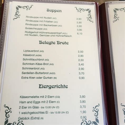 Speisekarte von Cafe Rüdigerhof Wien