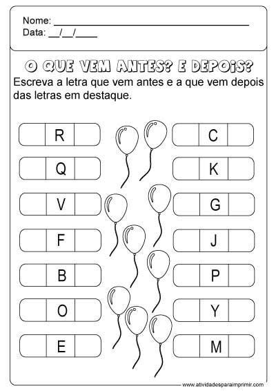 O Que Vem Antes E Depois Para Imprimir Atividades Para Imprimir