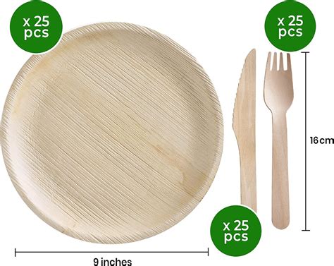 Premium Planet Juego De Platos Biodegradables Grandes Con Cubiertos