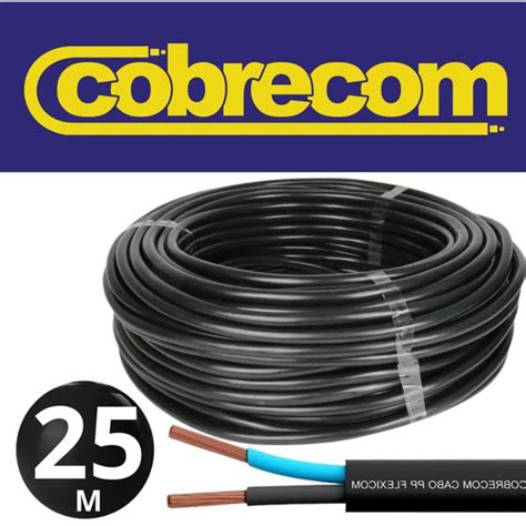 Cabo Pp 2 Vias Fio De Cobre 2x2 50mm 25 Metros Cobrecom Cabo