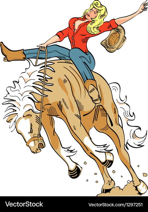 Cowgirl On A Bronco Royalty Free Vector Image Vectorstock