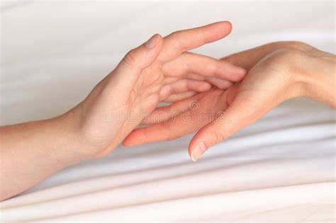 Same Sex Relationships Lesbians Two Female Hands Touching Each Other Stock Photo Image Of