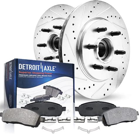 Detroit Axle 2wd 6 Lug Front Drilled Slotted Brakes And Rotors Brake