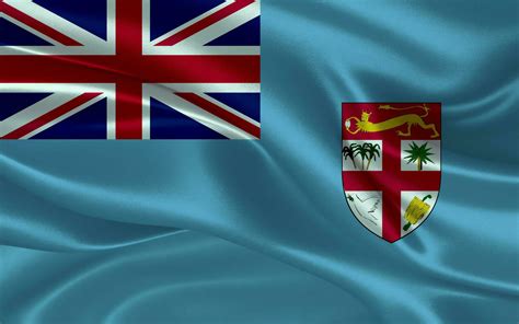 3d waving realistic silk national flag of Fiji. Happy national day Fiji ...