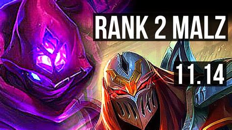 MALZAHAR Vs ZED MID DEFEAT Rank 2 Malz KR Grandmaster V11 14