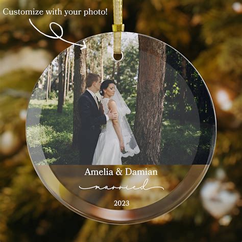 First Christmas Married Ornament 2023 Custom Married Ornament Photo Personalized Just Married