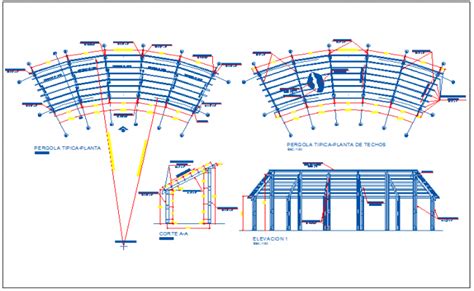 Wooden Pergola And Grass Roof Details Of Private Garden Dwg File