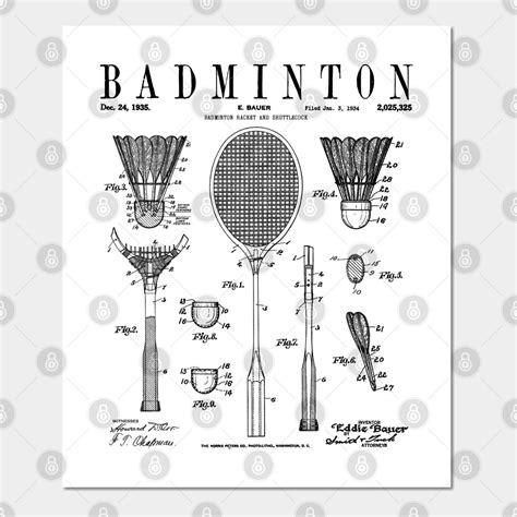 Badminton Old Vintage Patent Drawing Print Wall And Art Print Badminton