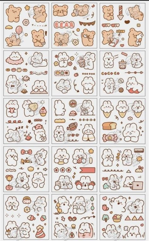 Kawaii Stickers Sticker tasarımı Doodle desenleri Süsleme çizimi