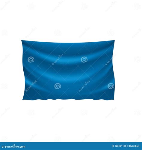 Waving the Blue Flag on a White Background Stock Vector - Illustration