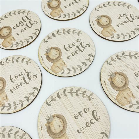 Lion Jungle Printed Wooden Milestone Disc Set Dreamers Lane