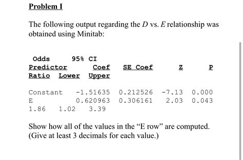 Solved Problem IThe Following Output Regarding The D Vs E Chegg