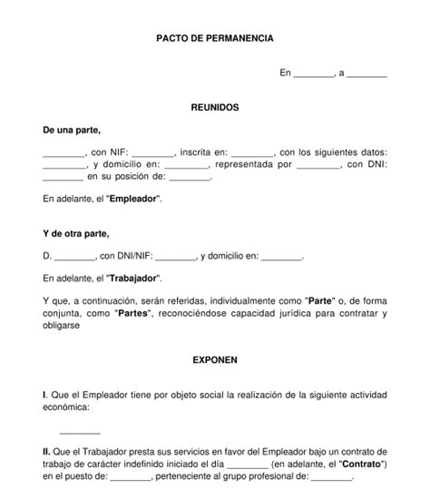 Pacto De Permanencia Laboral Modelo Word Y Pdf