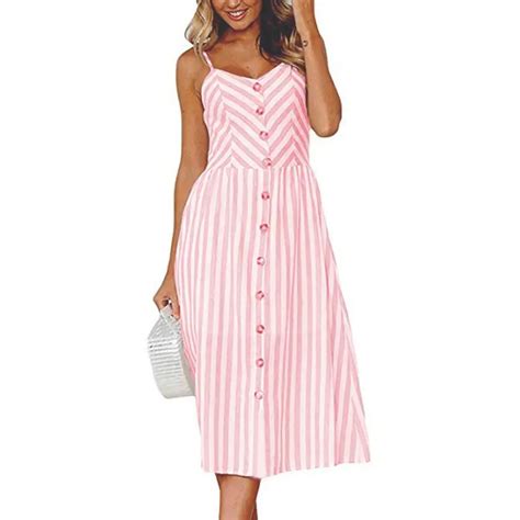 Buy 2018 Summer Dress Women Sexy Striped Printing