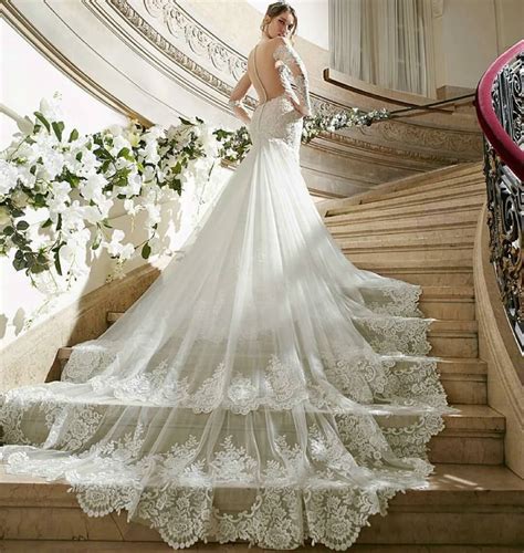 Luxury Lace Wedding Dresses Royal Cathedral Train Sexy Bridal Dresses