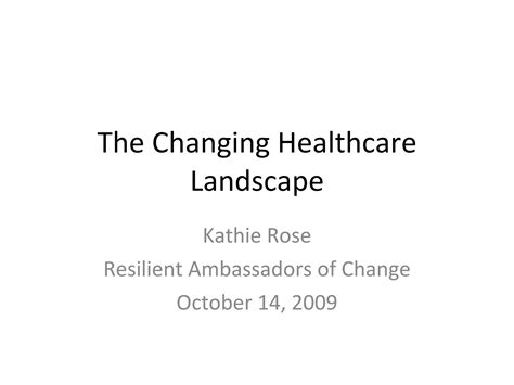 Changing Healthcare Landscape | PPT