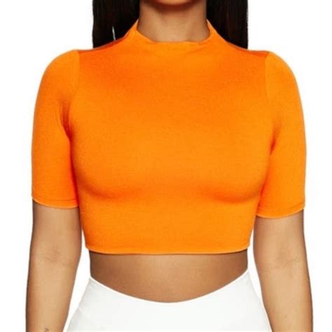Naked Wardrobe Tops Naked Wardrobe Orange Short Sleeve Crop Top