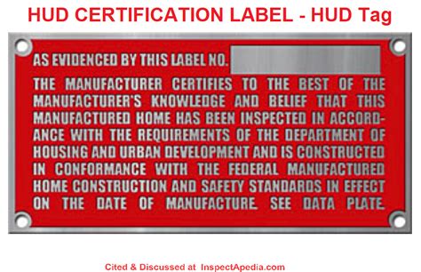 Manufactured And Mobile Home Data Tags Labels Data Tag Specifications