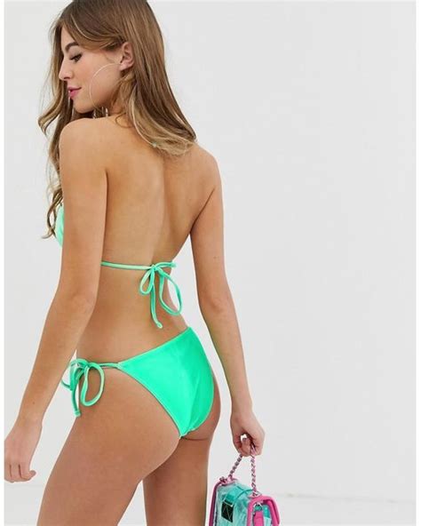 Asos Mix And Match Velvet Triangle Bikini Top In Mint Green In Green Lyst