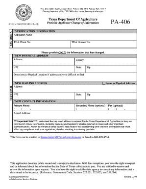 Fillable Online Texasagriculture Change Of Information Form