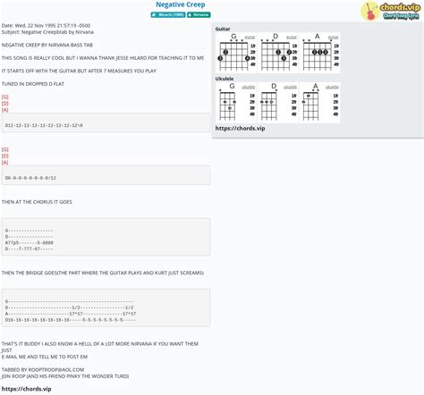 Chord: Negative Creep - tab, song lyric, sheet, guitar, ukulele | chords.vip