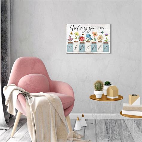 Ksiw Inspirational Floral Canvas Wall Art God Says You Are Positive