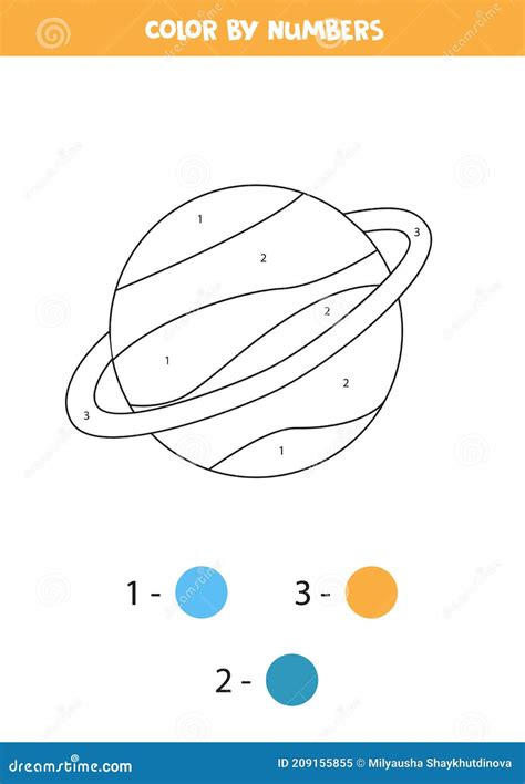 Color Planet Uranus By Numbers Space Themed Worksheet For Kids Stock