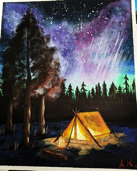 Camp fire | Nature art painting, Diy canvas art painting, Landscape paintings