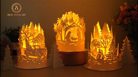 How To Make Merry Christmas Paper Cut Lamp DIY Paper Cut Paper Lamp