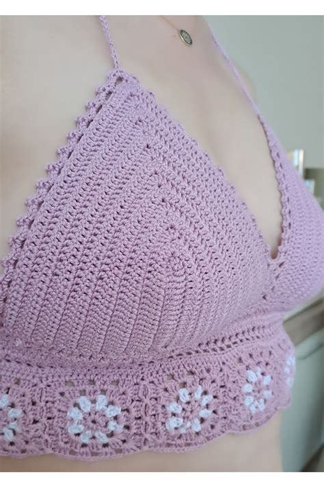 SOUL BY A B El Örgü Crop Pembe El Örgüsü Crop Top El Örgü Bluz Bikini