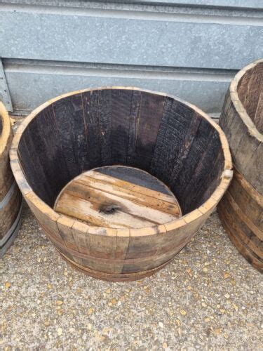 HOGSHEAD Very LARGE Half Whiskey Barrel Oak Planter Wooden Flower