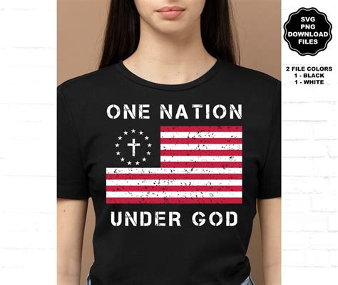 One Nation Under God American Flag Cross SVG Patriotic Etsy