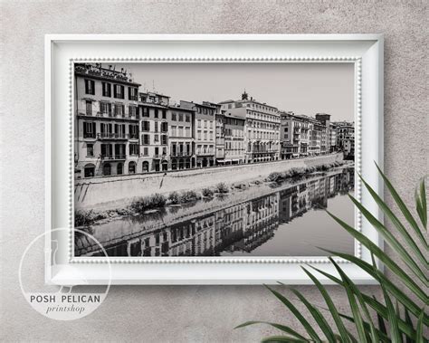 Black and White River Reflection Florence Italy Photo INSTANT - Etsy