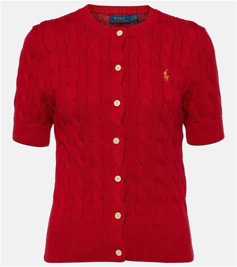 Polo Ralph Lauren Cable Knit Cotton Cardigan In Red Endource