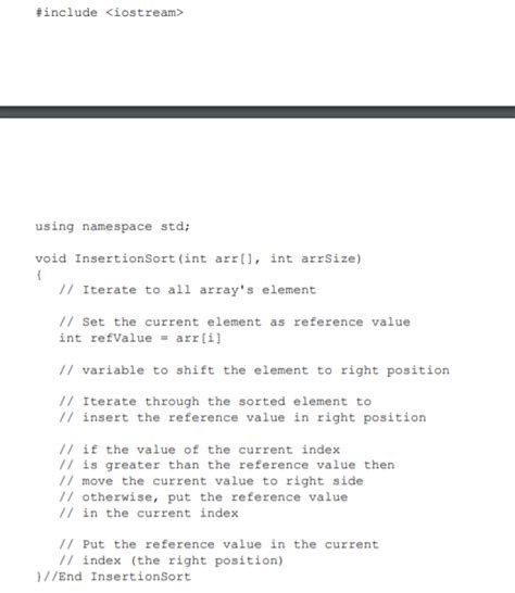 Solved Include Using Namespace Std Void Insertionsort Chegg