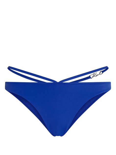 Karl Lagerfeld Signature Strap Detail Bikini Bottoms Blue FARFETCH AE