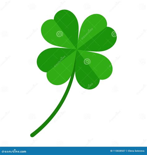 Four Leaf Green Clover Leaf In Shape Of Heart An Attribute To St