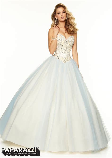 Mori Lee Paparazzi 97031 Beaded Tulle Ball Gown French Novelty